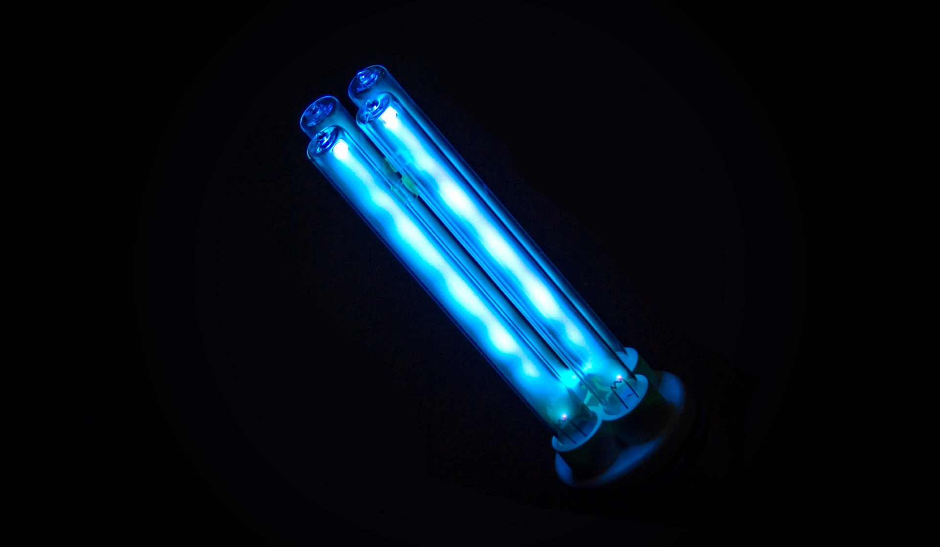 Close-up view of UV-C germicidal lamps used in HVAC systems for UV air purifier